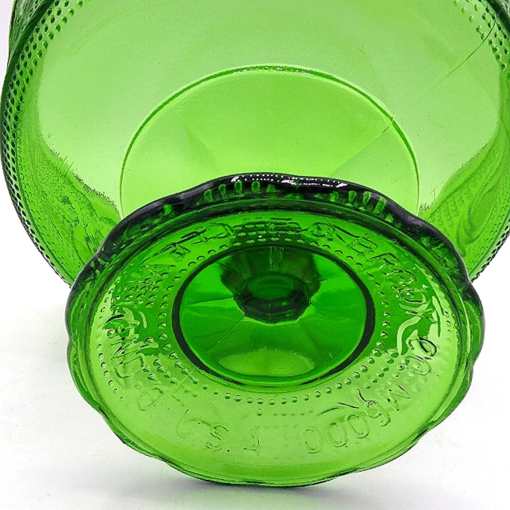 E.O. Brody Emerald Green Pressed Glass Scalloped Pedestal Bowl Vintage Compote - Picture 7 of 15